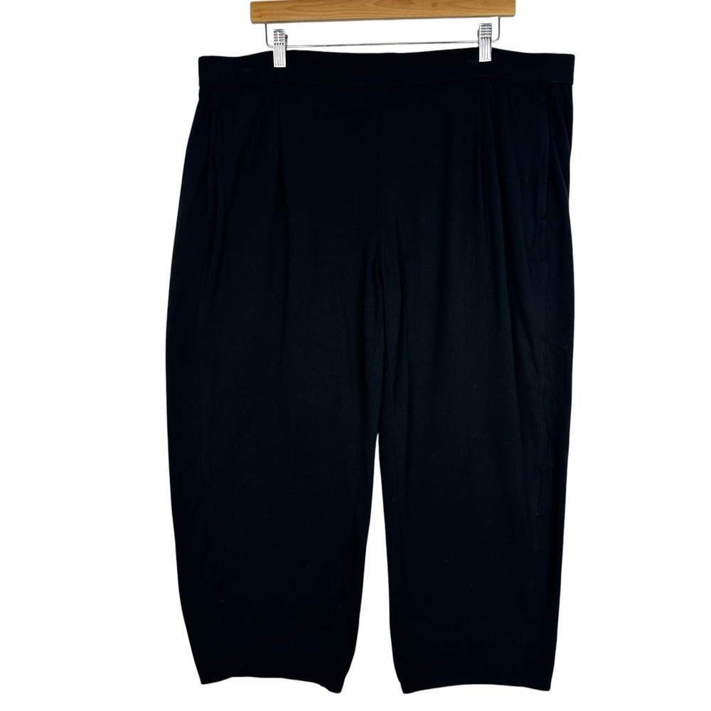 Eileen Fisher Black Organic Cotton Stretch Lantern Crop Pants 1X Plus Pockets